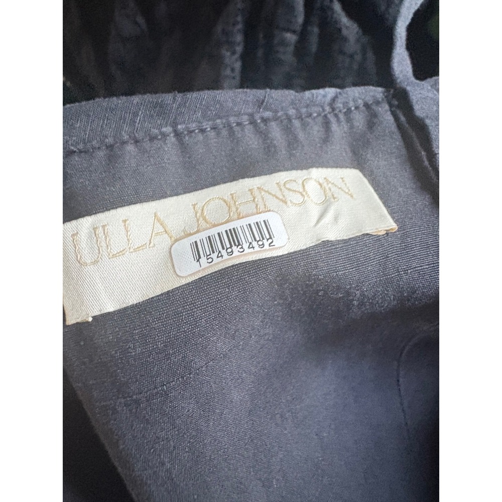 Ulla Johnson Anastasia Black Cotton Linen Ruched Peplum Midi Dress Size 6 - Picture 6 of 7
